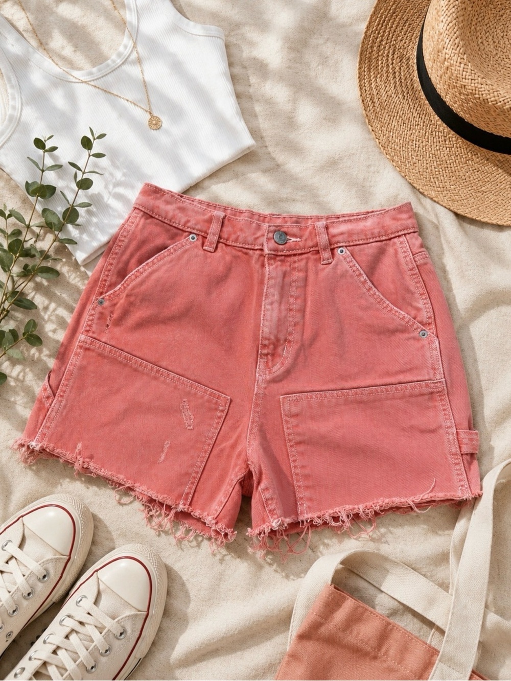 Cutoff Carpenter Denim Shorts
